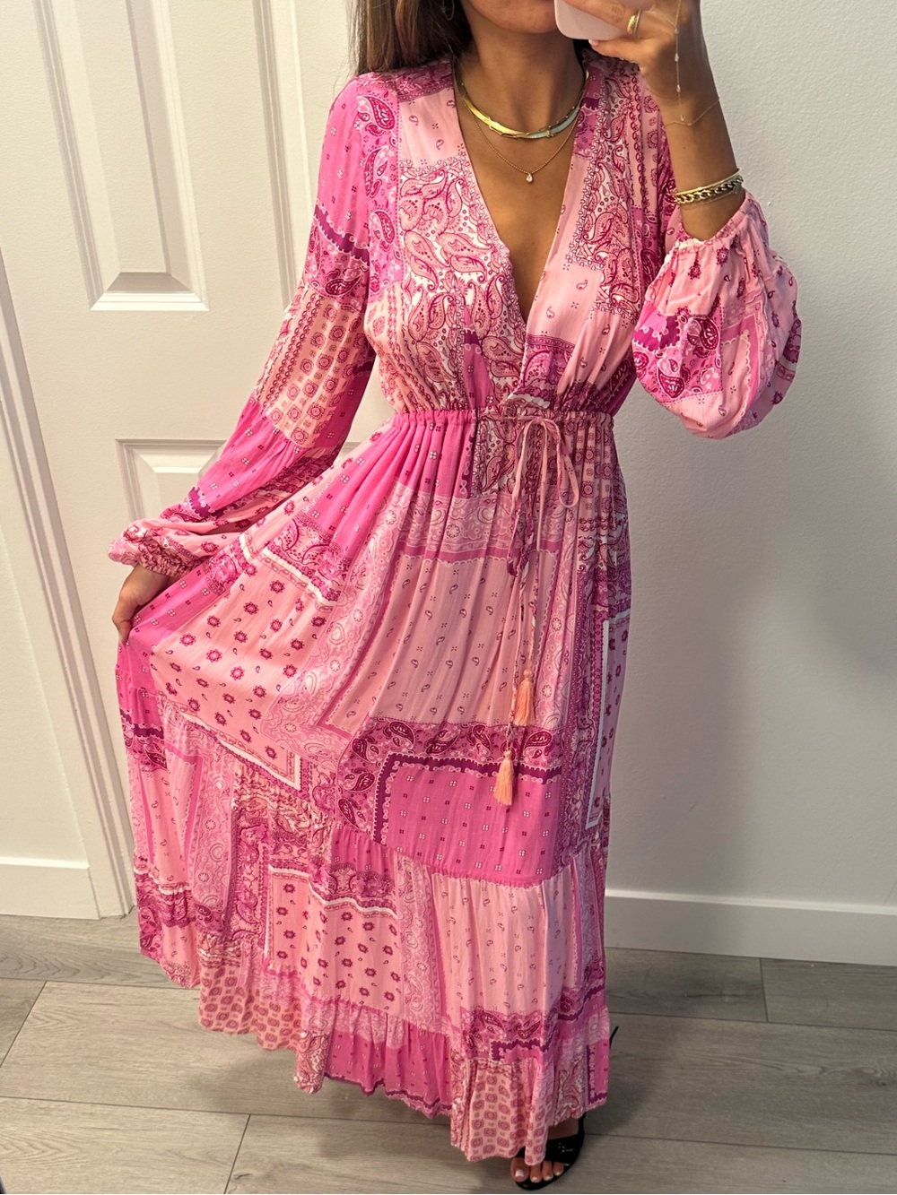 BTFL-life’s Boho Patchwork Long Sleeve Dress
